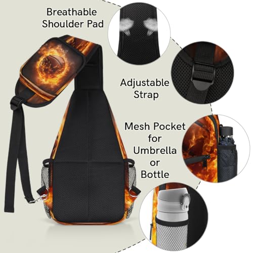 Cool Basketball Ball Sport Sling Bag Crossbody Sling Backpack Hiking Daypack for Men Women Chest Bag for Travel Running4