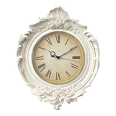 AELS 13x11 Inch Vintage Wall Clock, European Style Decorative Retro Wall Clock, Quality Quartz Battery Operated Hanging for Living Room Bedroom Office Décor, Distressed White Grey
