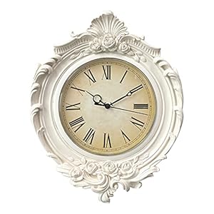 AELS 13×11 Inch Vintage Wall Clock, European Style Decorative Retro Wall Clock, Quality Quartz Battery Operated Hanging for Living Room Bedroom Office Décor, Distressed White Grey