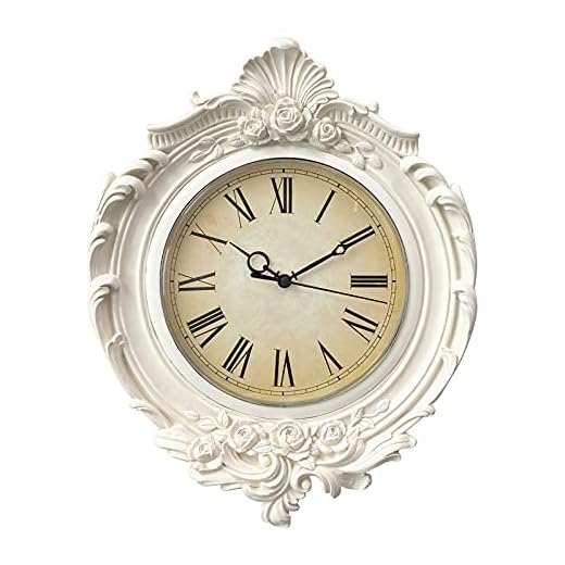 AELS 13x11 Inch Vintage Wall Clock, European Style Decorative Retro Wall Clock, Quality Quartz Battery Operated Hanging for Living Room Bedroom Office Décor, Distressed White Grey