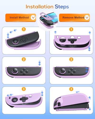 Image of FYOUNG Switch 2 Protective Case&Screen Protector Set, Dockable Cute Cover Hard Shell for Nintendo Switch 2 Console Accessories,Travel-Friendly,Kickstand Cutouts(Color‑Matched to Light Purple Switch 2 Controller)