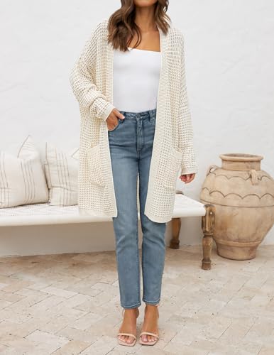 ZESICA Women's Fall 2025 Long Batwing Sleeve Open Front Chunky Knit Cardigan Sweater4