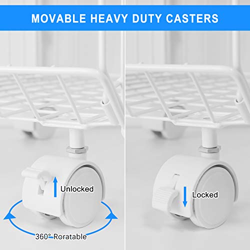 Storage Organizer, Foldable Stackable Storage Bins 3 Tiers Rolling Metal Wire Cart Baskets with 4 Wheels DIY Closet Organizer for Bathroom Bedroom Kitchen Living Room Office - Thumbnail 6