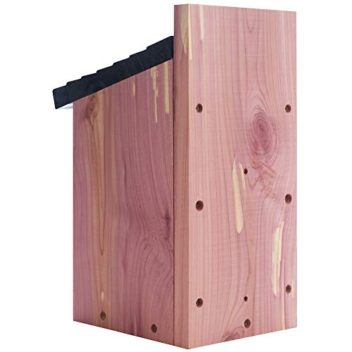 Copper Spade Cedar Bluebird House, Blue Bird Nesting Box With Fledgling Grooves, No Perch Slant Roof And Predator Guard #TOP2