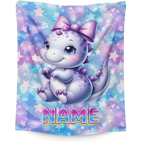 Personalised Dinosaur Blanket for Girls Cover
