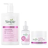 Simple Active Skin Barrier Care Bundle: Smoothing Gel Cleanser, Vitamin B3 + Niacinamide Serum, and Soothing Water Face Cream - Hydrates Dry, Sensitive Skin - Strengthens Skin Barrier for Radiant Glow