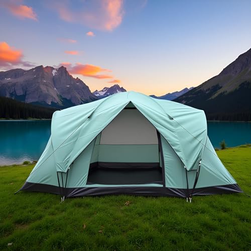 Large Camping Tent, Family Tent, 5~6 People, 179.13x90.55x70.87inches, Waterproof, Mesh Roof,Large Living Room Capacity, Family Camping Tent