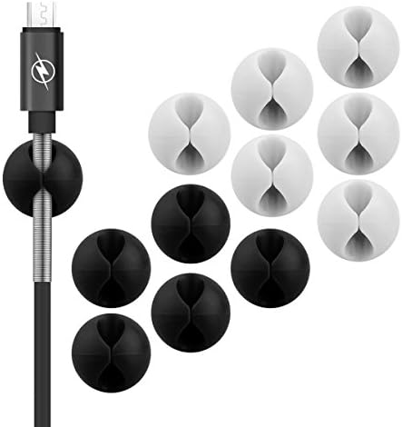HUWAIMI 12 pcs Multipurpose Cable Clips, Removable Adhesive Desktop Wire Organizer, Cord Holders Management System for Home Office Computer Mouse Electronics Charger (Black&White)