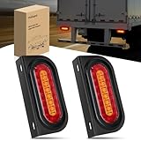 Nilight 6 Inch Oval Trailer Tail Light 2 PCS Red Brake Stop Amber Left Right Turn Signals Lights with Flush Mount Grommets Plugs Mounting Brackets for RV Truck Luggage Rack