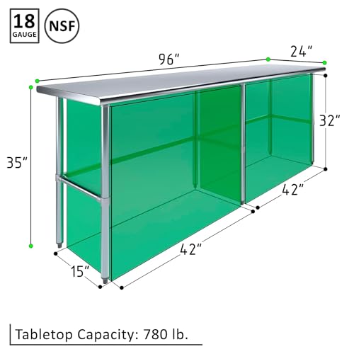 Image of 24 inchx96 inch Open Base Stainless Steel Work Table, NSF