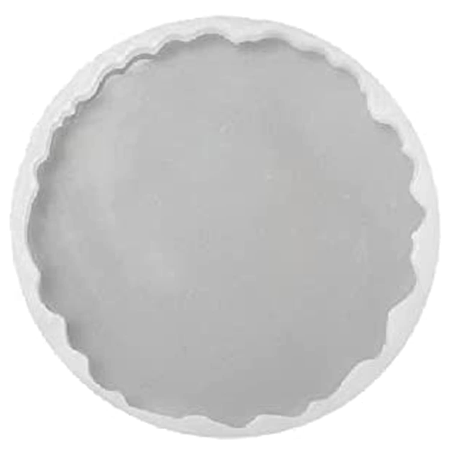 eS³kube Silicone Resin Mould, 8 inch - 6mm Deep Round Mould with Edge, Circle Plate Epoxy Resin Casting Mould for DIY Faux Agate - 1pc