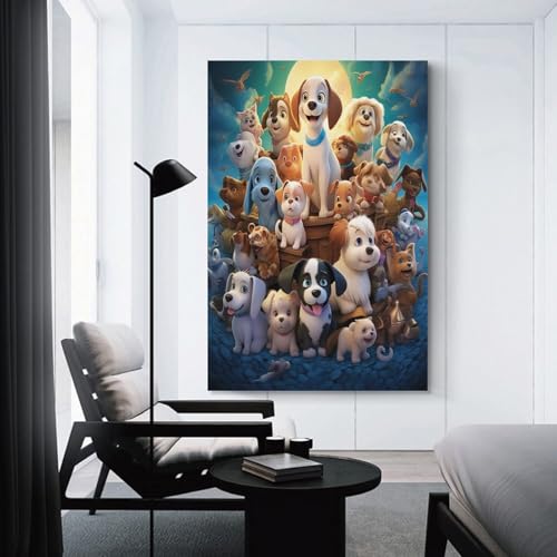 Décoration murale chiots 50x75cm pour grand mur vide