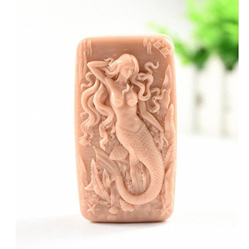 Mermaid and Fishes Soap Mold - MoldFun Large Mermaid Silicone Mold for Handmade Soaps, Lotion Bars, Bath Bombs, Wax, Plaster of Paris