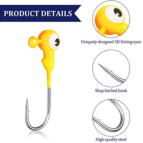 Sumind 100 Pieces Jig Head Jig Ball Fishing Jig Hooks Round Painted Fishing Lures With Plastic Box For Freshwater And Saltwater Fishing #TOP2