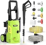 GUIFIN Electric Pressure Washer - Portable Power Washer with Soap-Adjustable Tank, Steel Spray Wand, 4 Pressure Tips, 6.6 FT Inlet & 23 FT Outlet Hose, 3800PSI & 2.4GPM, for Patio/Car/Driveway/Fence