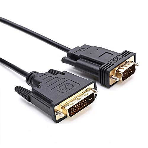 Angusplay Cable Adaptador DVI a VGA 2m, DVI-D 24+1 a VGA(D-SUB 15 pines), Negro