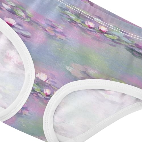 Cotton Toddler Girls Underwear Watercolor Floral Purples Flowers Panties for Girl Aesthetic Briefs Undies Kids 2t4