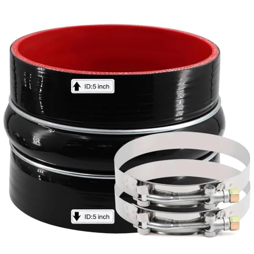 TuoLauthon Straight ID 5 inch Silicone Hump Hose Coupler Black 4 Layers Thickness 5mm of Polyester Reinforcement Suitable High Level Turbo Pipe with 2 Pcs T-Bolt Clamps by TuoLauthon - Used condition - CA$13.52