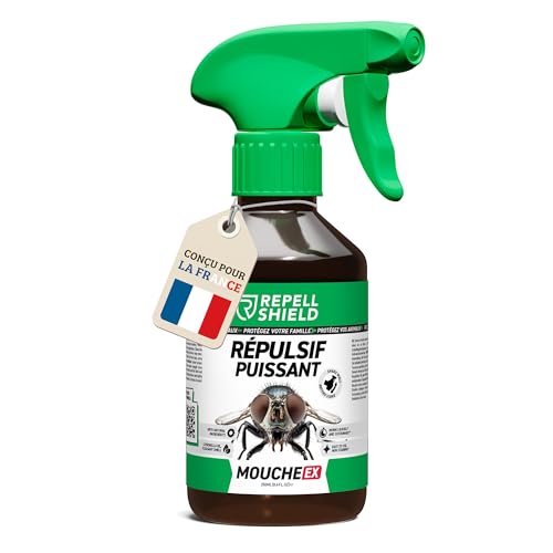 RepellShield® Répulsif Anti Mouche - 250ml - Spray Anti Mouche pour Plantes, Poubelles, Fenêtres - Usage intérieur & Extérieur - Sans Deet - Produit Anti Mouche Interieur - Fabriqué en Allemagne