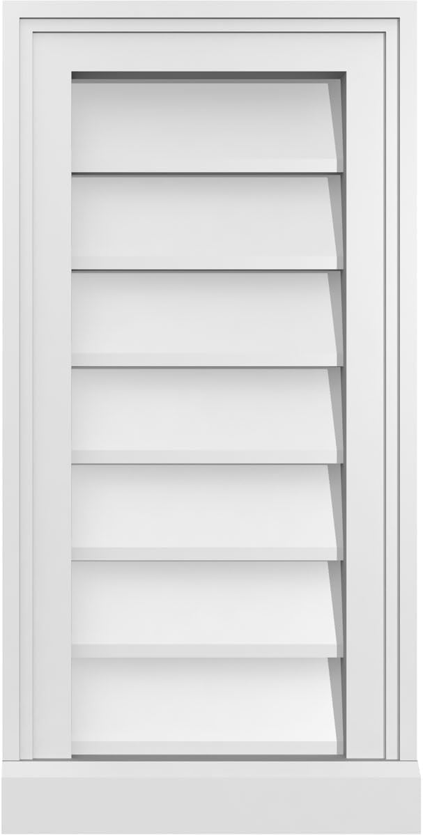 12"W x 24"H Vertical Surface Mount PVC Gable Vent: Non-Functional, w/ 2"W x 2"H Brickmould Sill Frame