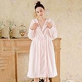 IJNBHU Winter Thicken Flanell Damen Kapuzenmantel Langarm Bademantel Vintage Prinzessin Nachtwäsche Lose Nachtwäsche (Color : B, Size : Large)