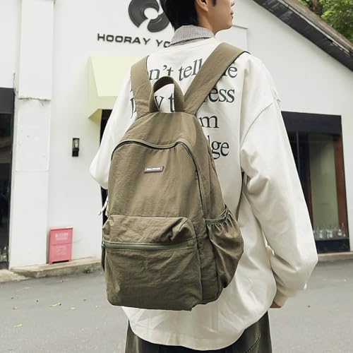 Foldable Backpack for Men Women Zipper Closure Bookbag for Trip (Green)3