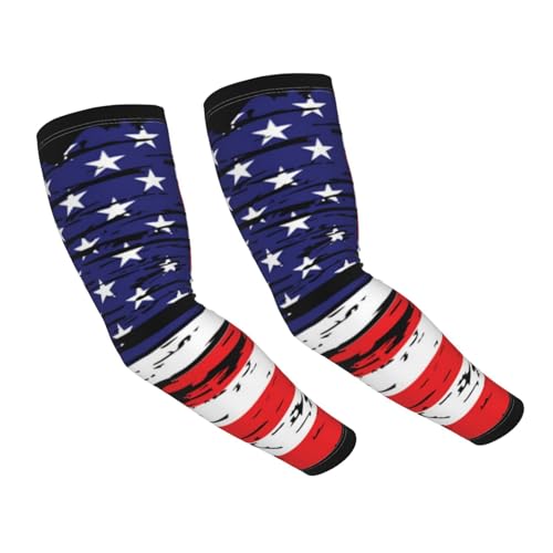 Dwerfsdf Manicotti di protezione solare con bandiera americana carina per uomo donna bandiera USA sport manica braccio raffreddamento per golf corsa calcio, Bandiera USA-ffffff0000000003, Taglia unica