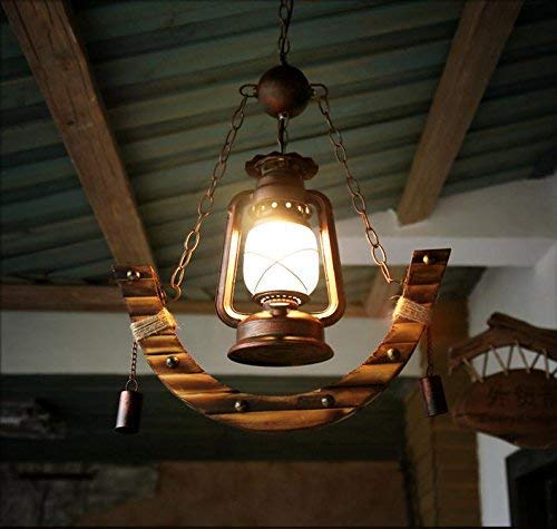 Lámpara de araña de queroseno rural americana, para restaurante, cafetería, bambú, lámpara de araña antigua