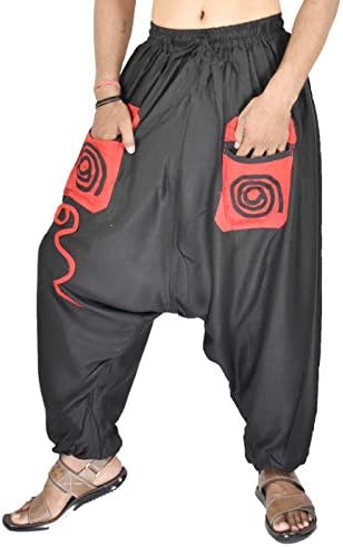 Whitewhale Mens Womens Rayon Pockets Harem Yoga Baggy Genie Hippie Pants
