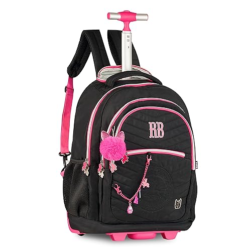 Kit Mochila Rodas, Estojo e Lancheira Rebecca Bonbon Matelassê Preta- Clio Style