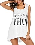 Ekouaer Beach Cover Ups for Women Sleeveless Beach Wear Summer Printed Cover Up Shirt Small White Small