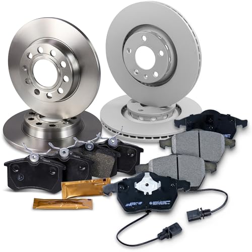 ATEC GERMANY Juego de frenos incl. discos de freno delanteros Ø 312 mm ventilados + traseros Ø 255 mm macizos + pastillas de freno Compatible con AUDI A4 B6, A4 B7 (8EC), A4 B7 Avant (8ED)