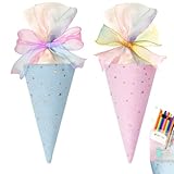 【Ensemble de cônes d'apprentissage】2 petits cônes de bonbons (bleu et rose) pour garçons et filles, s'intègrent harmonieusement à toute fête de rentrée scolaire.
