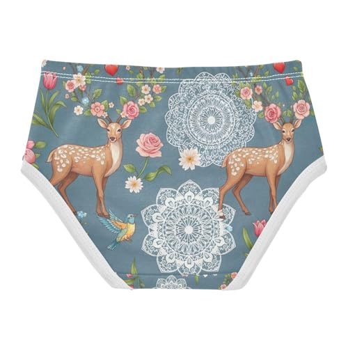 Vintage Deer Floral Undies for Toddler Girls, Girl Panties, 2T–8 Years2