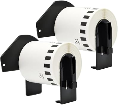 IDIK22606 Black on Yellow Film Label Roll with Permanent Cartridge Compatible for Brother DK 2606 DK-22206 62mm x 15.5m/roll 2
