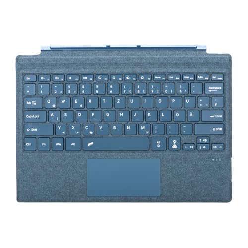 Seagtigau Deutsche QWERTZ Layout Tastatur für Microsoft Surface Pro 7+/7/6/5/4/3 12.3 Zoll - Ultraflaches beleuchtetes Bluetooth Type Cover mit Multi-Touchpad aufladbar (Kobaltblau)