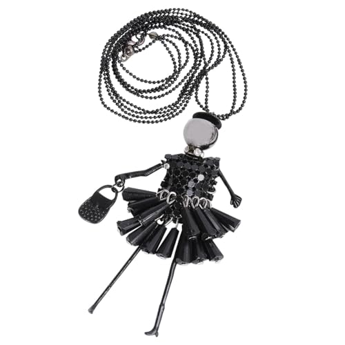 ibasenice Collier Pendentif Femme Cristal Paillettes Noir, Sautoir Long Alliage Léger, Bijou Amusant pour Fêtes Plage Voyage, Style Cartoon Multicolore,...