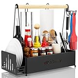 JBBTOOL Grill Caddy, BBQ Caddy for Outdoor Grill with 2 Paper Towel Holders, Picnic Condiment Utensil Caddy for Outdoor Camping Accessories, RV,...
