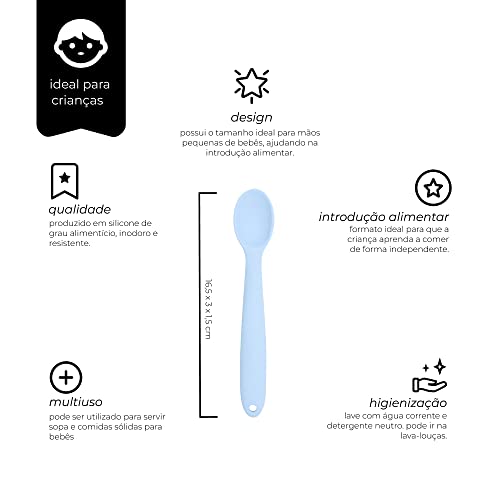 Colher De Silicone Para Bebê Az Mimo Style Azul No Voltagev