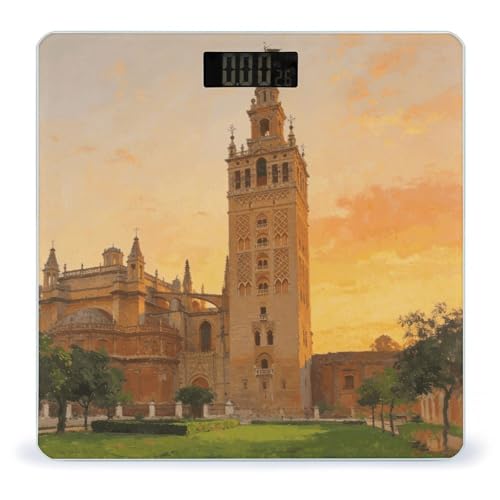 Báscula digital de baño Seville con vidrio templado y pantalla LCD miniatura 1
