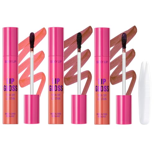 Erinde Set de 3 Tinte Labios Peel Off, Lip Tint Larga Duración, Wonderskin Lip Stain Resistente, Color Intenso y Natural, Maquillaje Labial Impermeable y Fácil de Usar