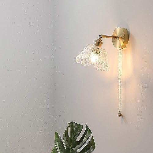 Aplique de pared interior nórdico con interruptor y cristal vintage 2