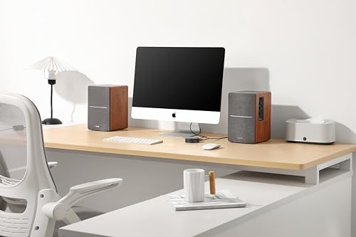 Edifier R1280T WiiM Mini - Altavoces de Biblioteca Activa 2.0 con WiiM Mini Incluido para Streaming Airplay 2 Funciona con Alexa & Siri - 42 W RMS - Madera