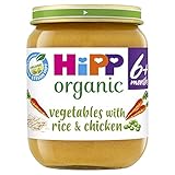 HiPP Organic Vegetables with Rice & Chicken Baby Food Jar 6+ Months 125g (Pack of 6)