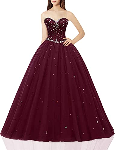 Image of Likedpage Women's Sweetheart Ball Gown Tulle Quinceanera Dresses Prom Dress