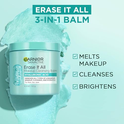 Image of Garnier Erase It All Makeup Cleansing Balm with Hyaluronic Acid, Replumping Facial Cleanser and Makeup Remover, 4.2 Oz (Pack of 6)