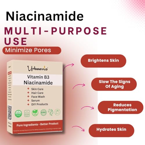 Image of Urbaano Herbal - Niacinamide Powder (Vitamin B3) For Making DIY Cream, Serum & Skin Care. inchHelps To Minimize Pores, Balance Oil Production, Wrinkles, Fine Lines inch 200gm