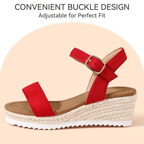 Image of PANDNAINJIA Girls Sandals Wedge Platform Heels Dress Shoes | Little Big Kids Heel Espadrille Lightweight Open Toe Summer Flower Girl Wedding Party Shoes