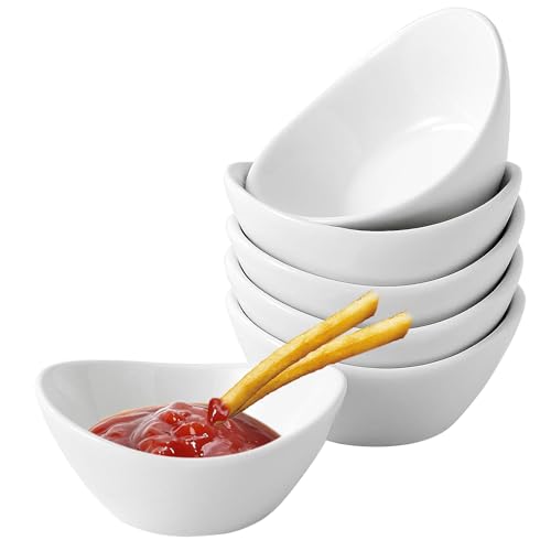SVUPUE Dipping Bowls Set of 6, 1,5oz Sauce Bowls, Dipping Sauce Dishes, for Snacks, Sauce, Condiments, Non Ceramic, White