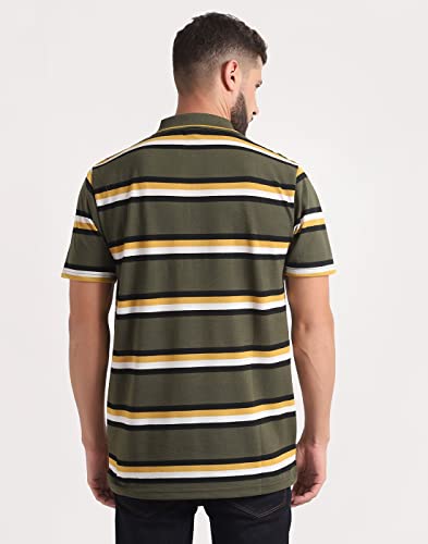 Image of INKKR Striped Men Polo Neck Half Sleeve T-Shirt